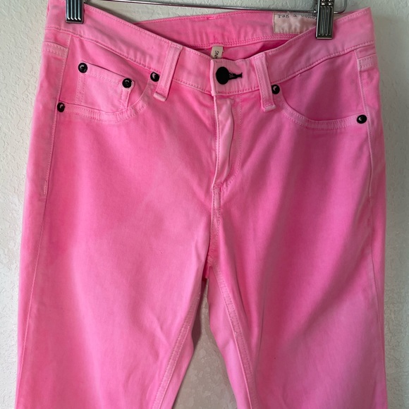 Neon Barbie Pink Rag & Bone Skinny Stretch Jeans - Picture 5 of 8
